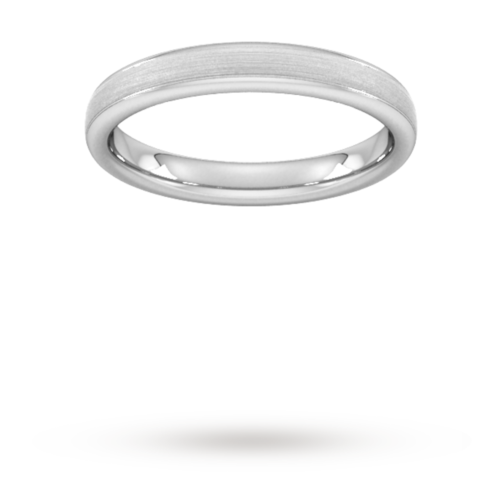 Goldsmiths 3mm Flat Court Heavy Matt Centre With Grooves Wedding Ring