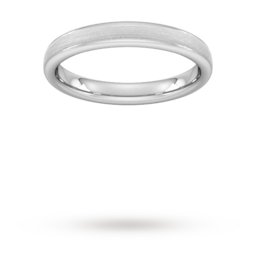08309706 - 3mm Flat Court Heavy Matt Centre With Grooves Wedding Ring In 9 Carat White Gold