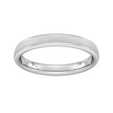 Goldsmiths 3mm Flat Court Heavy Matt Centre With Grooves Wedding Ring In 18 Carat White Gold