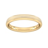 Goldsmiths 3mm Flat Court Heavy Matt Centre With Grooves Wedding Ring In 18 Carat Yellow Gold - Ring Size J