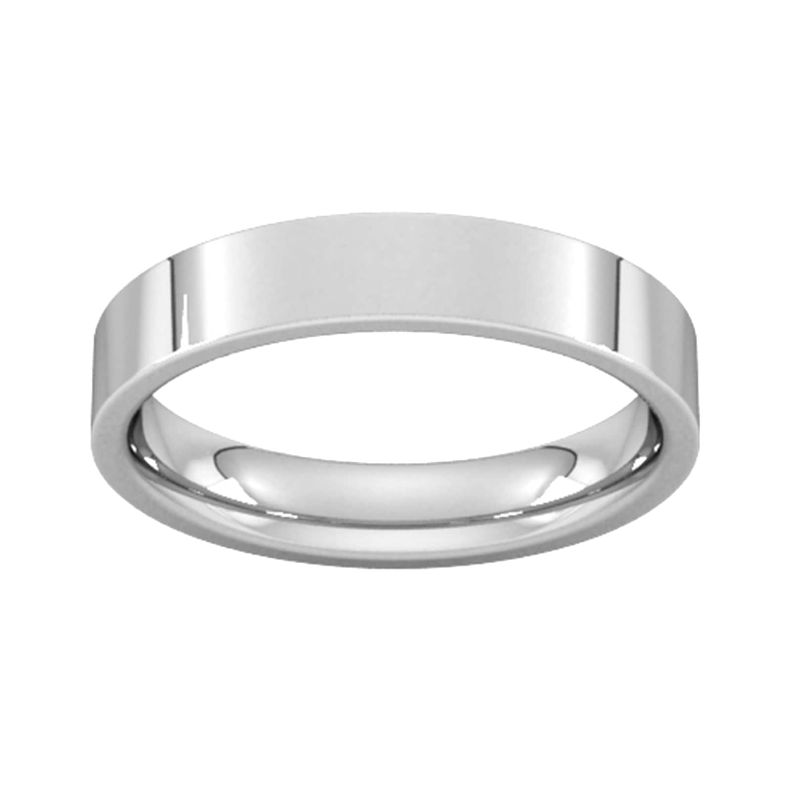4mm Flat Court Heavy Wedding Ring In 9 Carat White Gold - Ring Size H