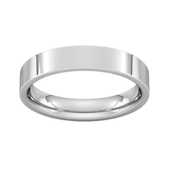 Goldsmiths 4mm Flat Court Heavy Wedding Ring In 9 Carat White Gold