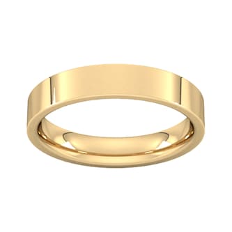 Goldsmiths 4mm Flat Court Heavy Wedding Ring In 9 Carat Yellow Gold Goldsmiths 4mm Flat Court Heavy Wedding Ring In 9 Carat Yellow Gold