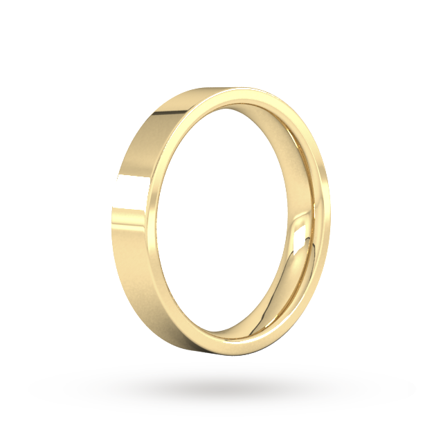 Goldsmiths 4mm Flat Court Heavy Wedding Ring In 9 Carat Yellow Gold - Ring Size P