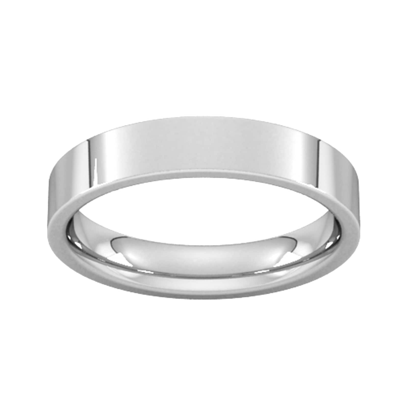 4mm Flat Court Heavy Wedding Ring In 18 Carat White Gold - Ring Size N