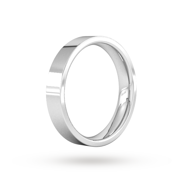 Goldsmiths 4mm Flat Court Heavy Wedding Ring In 18 Carat White Gold Goldsmiths 4mm Flat Court Heavy Wedding Ring In 18 Carat White Gold