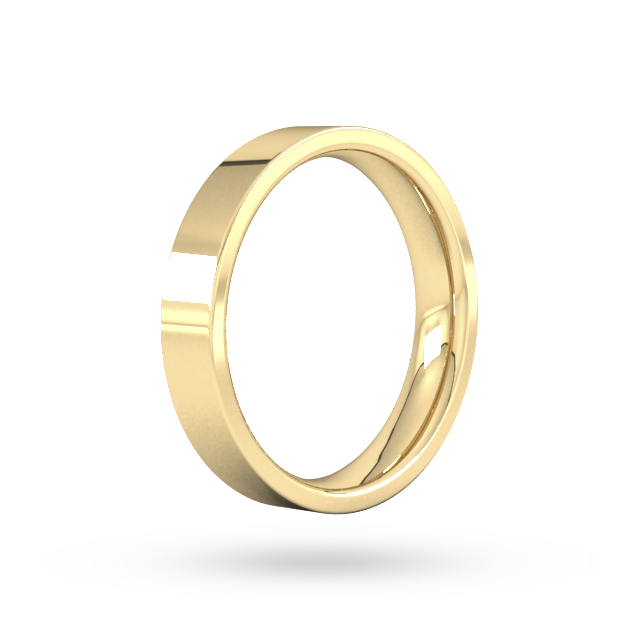 Goldsmiths 4mm Flat Court Heavy Wedding Ring In 18 Carat Yellow Gold - Ring Size L