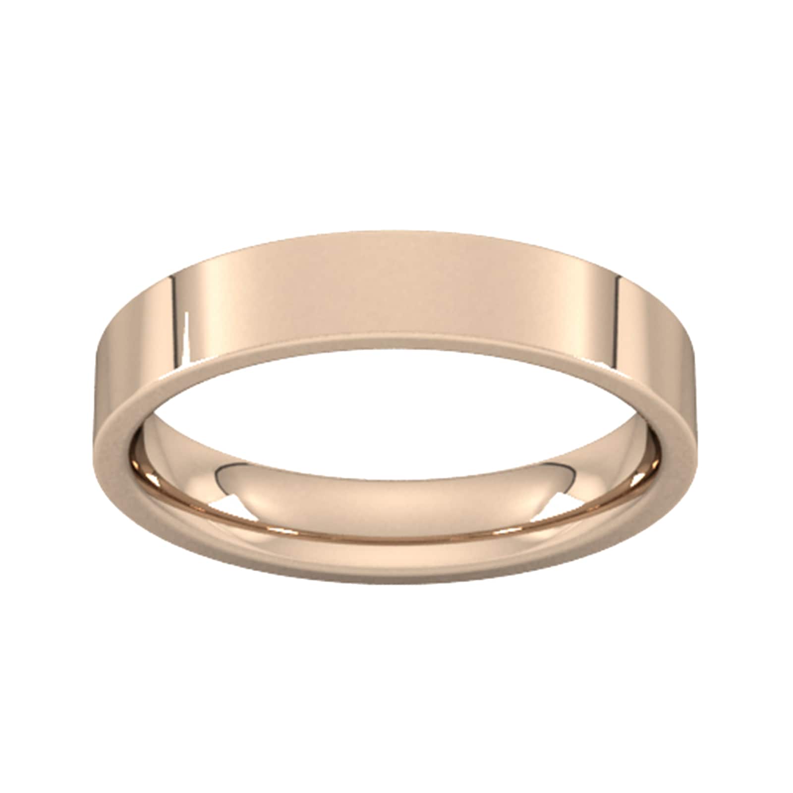 4mm Flat Court Heavy Wedding Ring In 18 Carat Rose Gold - Ring Size O
