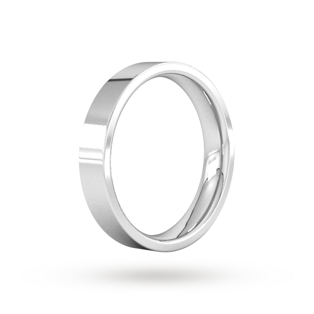 Goldsmiths 4mm Flat Court Heavy Wedding Ring In Sterling Silver