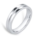 Goldsmiths 4mm Flat Court Heavy Milgrain Centre Wedding Ring In 18 Carat White Gold