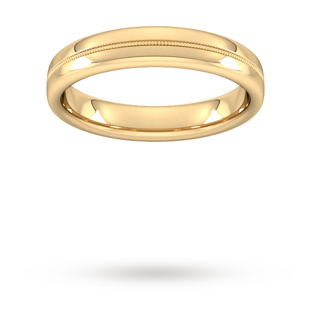 Goldsmiths 4mm Flat Court Heavy Milgrain Centre Wedding Ring In 18 Carat Yellow Gold