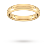 Goldsmiths 4mm Flat Court Heavy Milgrain Centre Wedding Ring In 18 Carat Yellow Gold - Ring Size Q