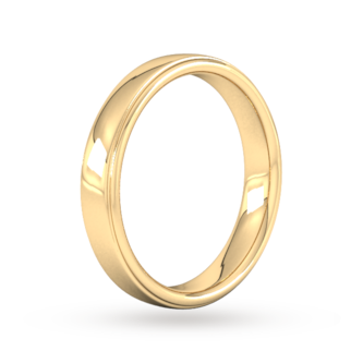 Goldsmiths 4mm Flat Court Heavy Polished Finish With Grooves Wedding Ring In 9 Carat Yellow Gold