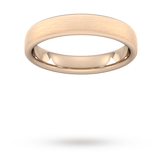 4mm Flat Court Heavy Matt Finished Wedding Ring In 9 Carat Rose Gold - Ring Size O