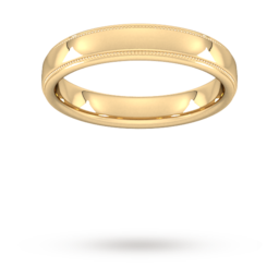 08309747 - 4mm Flat Court Heavy Milgrain Edge Wedding Ring In 9 Carat Yellow Gold