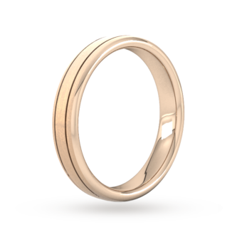 Goldsmiths 4mm Flat Court Heavy Matt Finish With Double Grooves Wedding Ring In 9 Carat Rose Gold