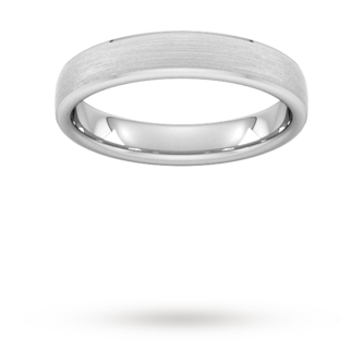 Goldsmiths 4mm Flat Court Heavy Polished Chamfered Edges With Matt Centre Wedding Ring In 9 Carat White Gold