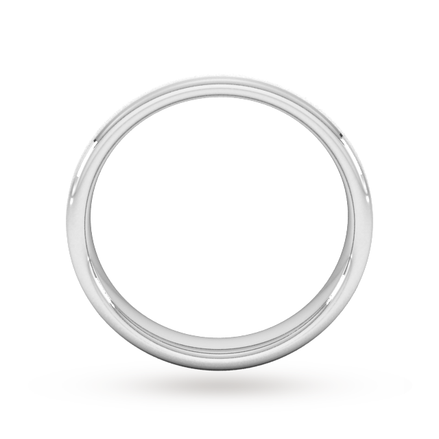 Goldsmiths 4mm Flat Court Heavy Polished Chamfered Edges With Matt Centre Wedding Ring In Platinum - Ring Size X