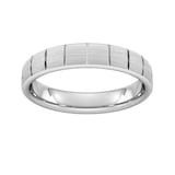 Goldsmiths 4mm Flat Court Heavy Vertical Lines Wedding Ring In 9 Carat White Gold