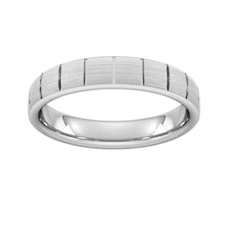 08309757 - 4mm Flat Court Heavy Vertical Lines Wedding Ring In 9 Carat White Gold