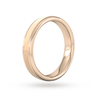 Goldsmiths 4mm Flat Court Heavy Matt Centre With Grooves Wedding Ring In 9 Carat Rose Gold
