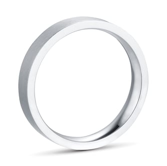 Goldsmiths 4mm Flat Court Heavy Diagonal Matt Finish Wedding Ring In 9 Carat White Gold