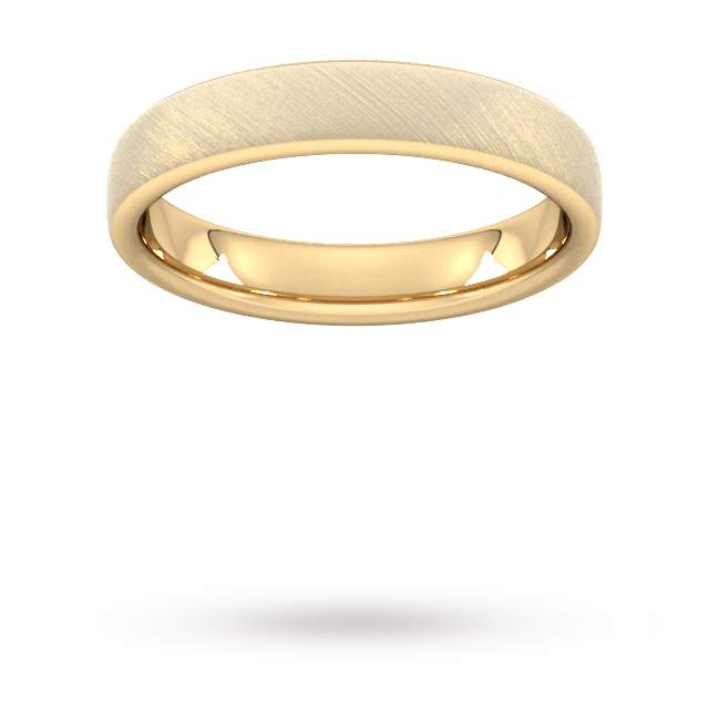 Goldsmiths 4mm Flat Court Heavy Diagonal Matt Finish Wedding Ring In 9 Carat Yellow Gold - Ring Size P