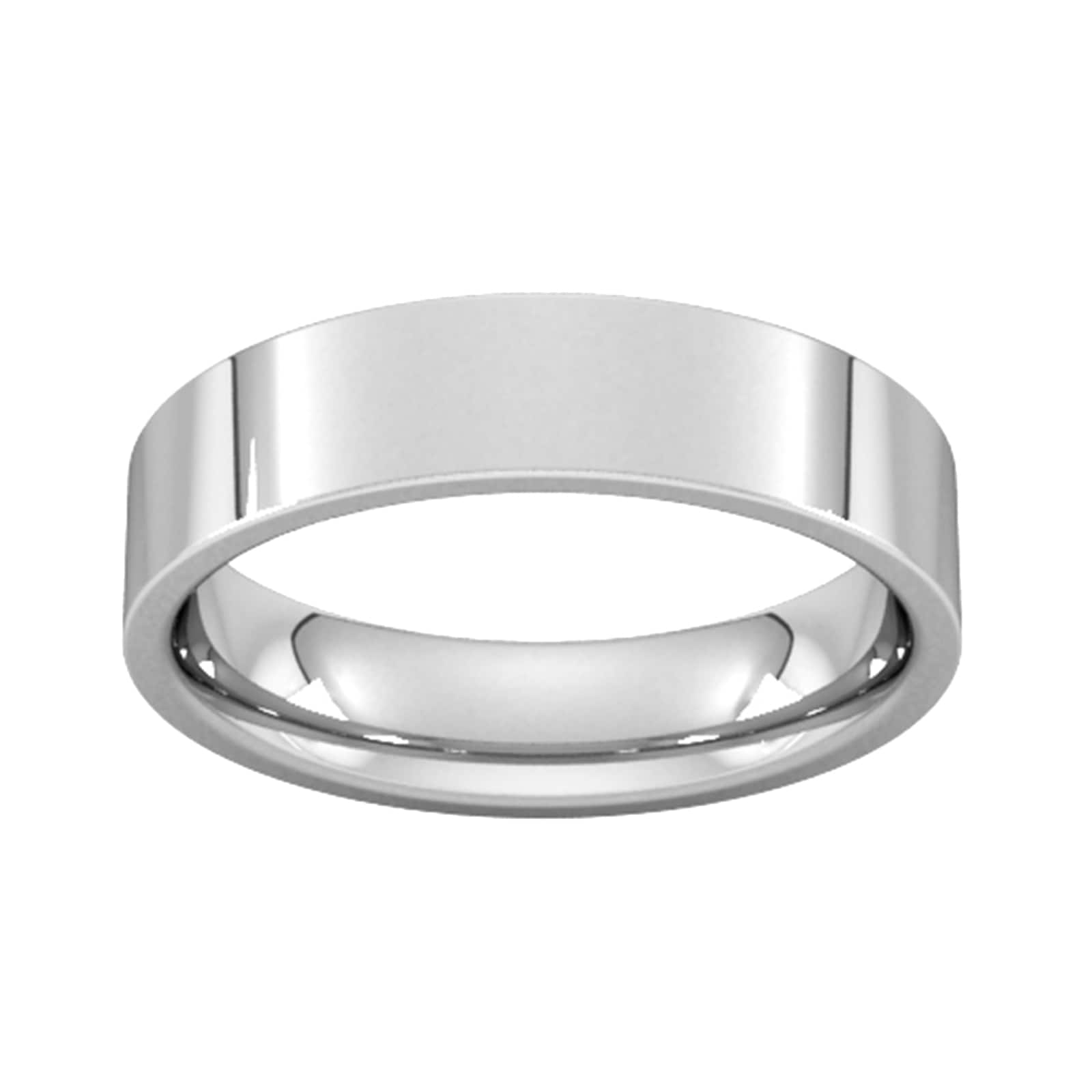 5mm Flat Court Heavy Wedding Ring In 9 Carat White Gold - Ring Size Q