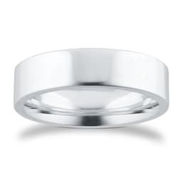 08309769 - 5mm Flat Court Heavy Wedding Ring In 9 Carat White Gold