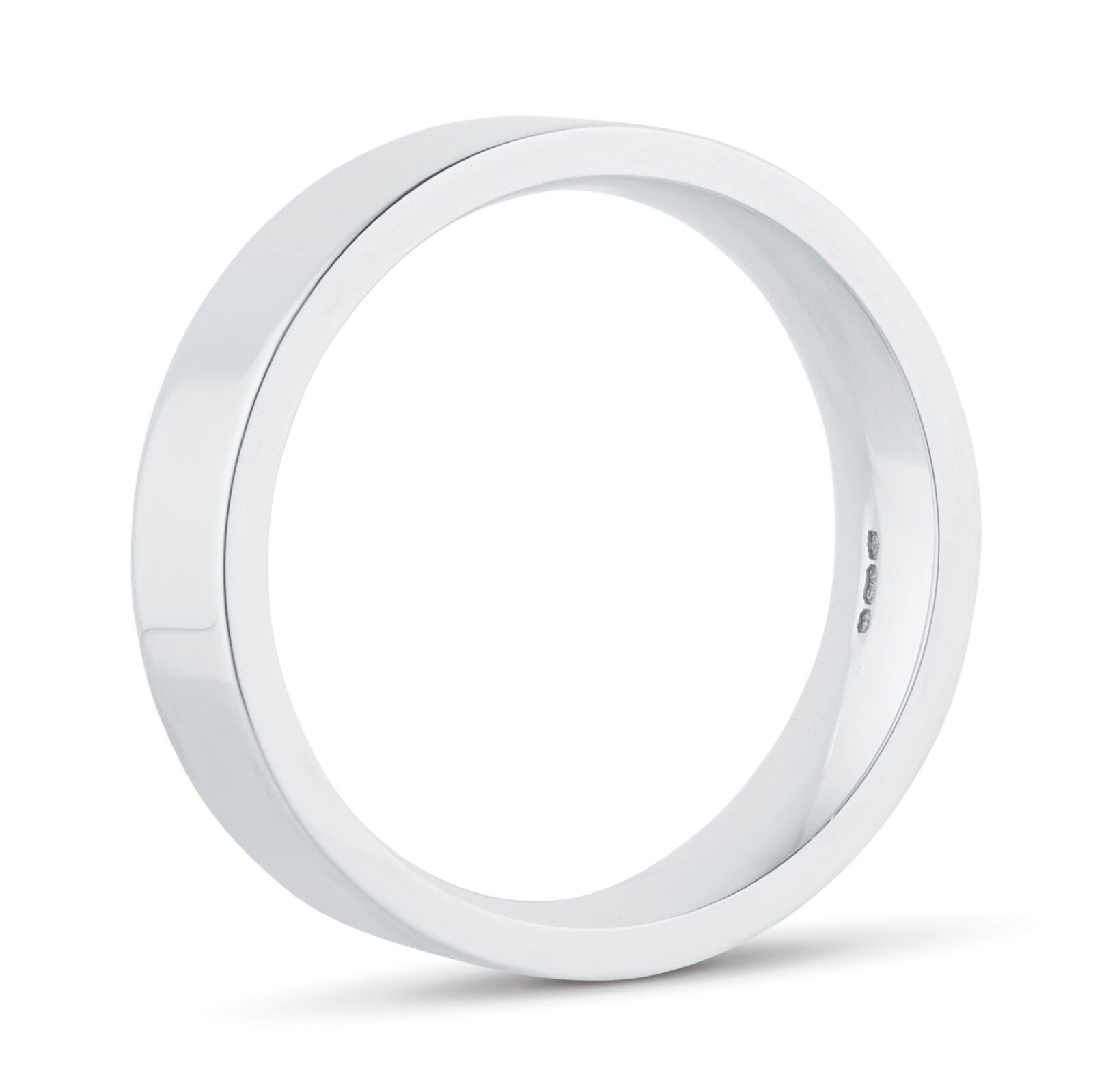 Goldsmiths 5mm Flat Court Heavy Wedding Ring In 9 Carat White Gold Goldsmiths 5mm Flat Court Heavy Wedding Ring In 9 Carat White Gold
