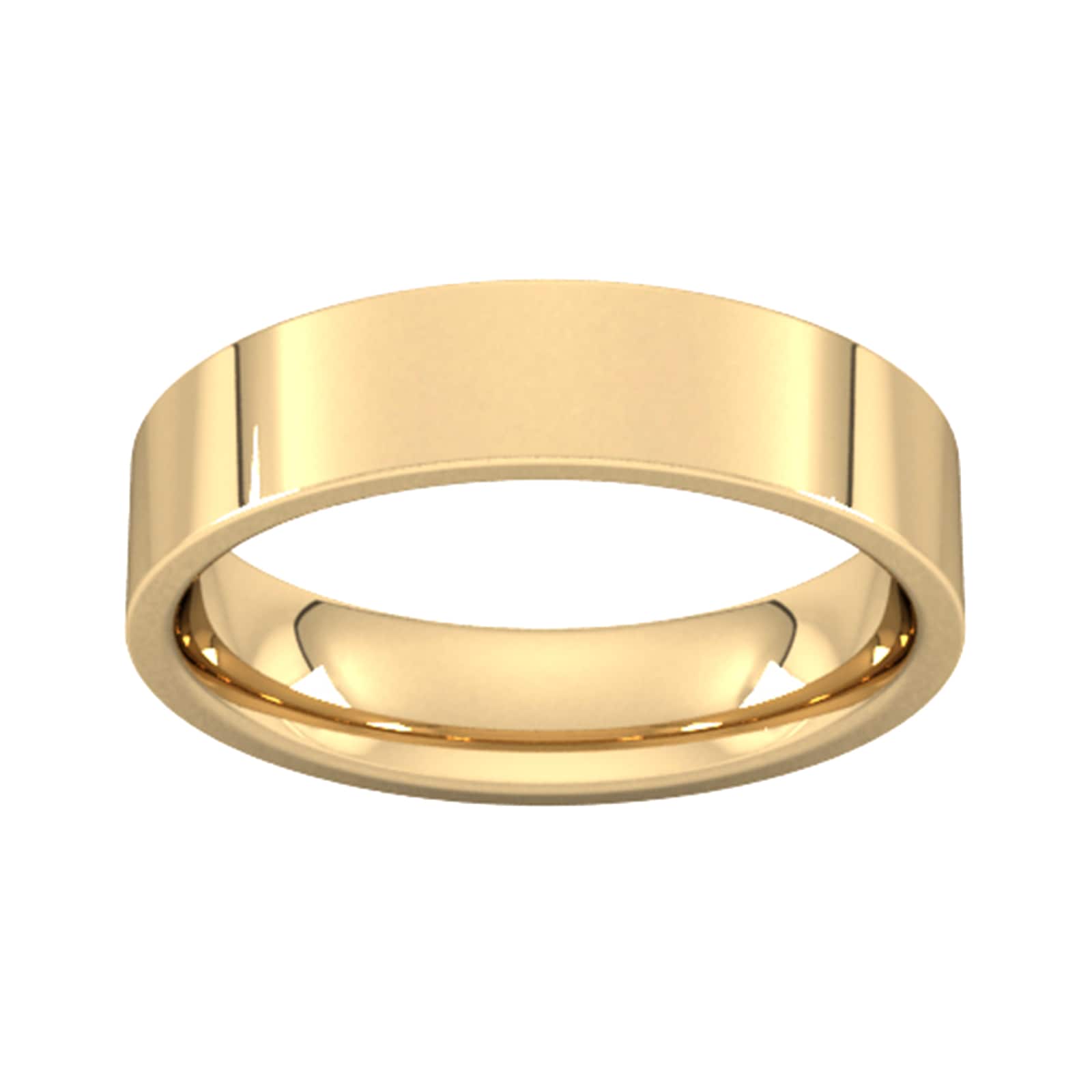 5mm Flat Court Heavy Wedding Ring In 9 Carat Yellow Gold - Ring Size M