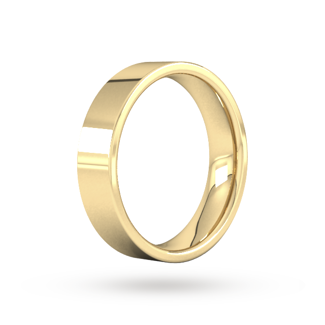 Goldsmiths 5mm Flat Court Heavy Wedding Ring In 9 Carat Yellow Gold - Ring Size R
