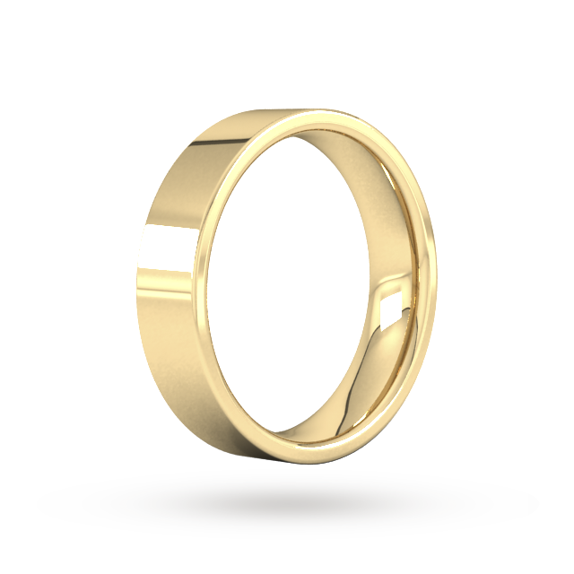 Goldsmiths 5mm Flat Court Heavy Wedding Ring In 9 Carat Yellow Gold - Ring Size K