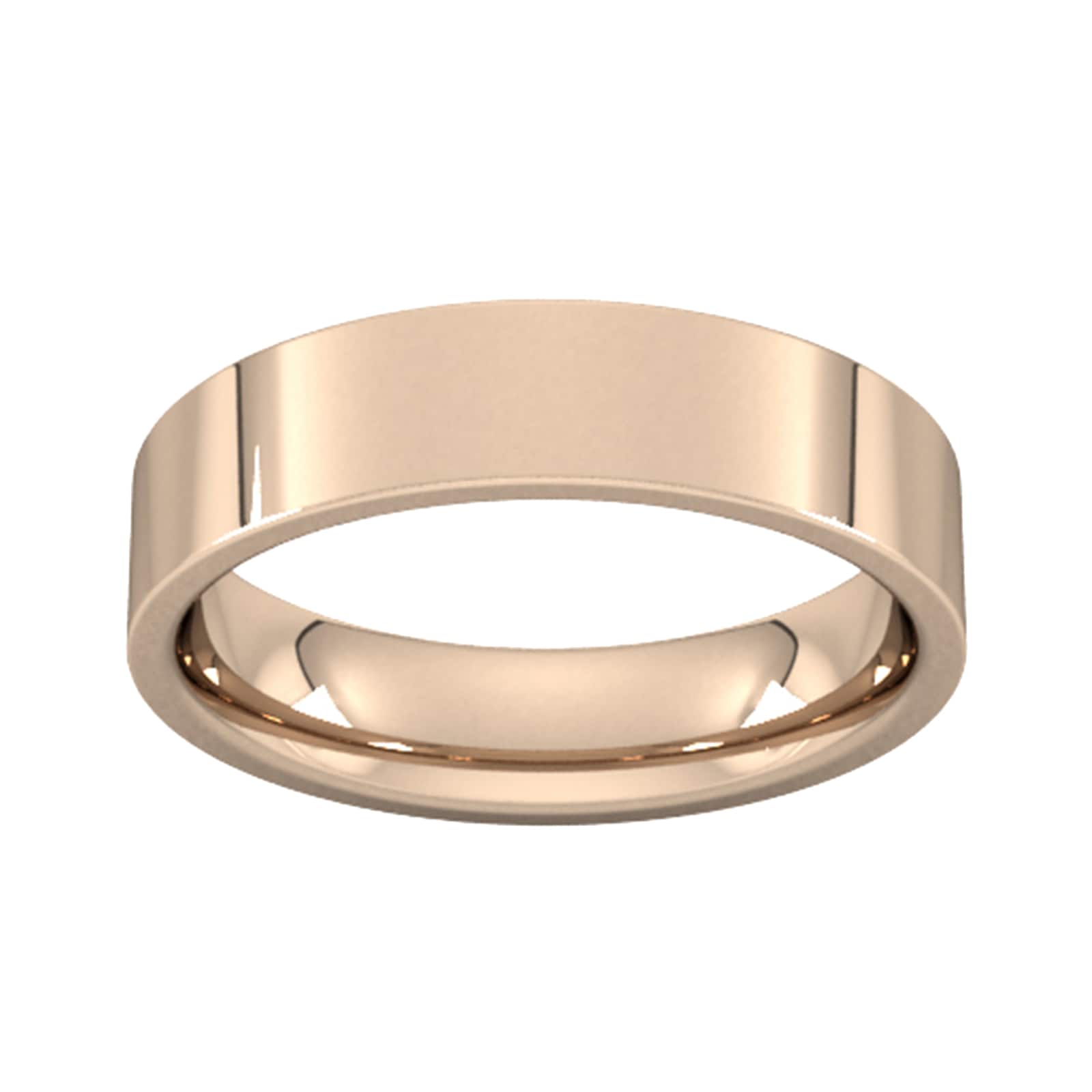 5mm Flat Court Heavy Wedding Ring In 9 Carat Rose Gold - Ring Size H