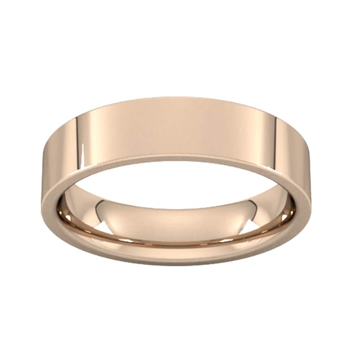 Goldsmiths 5mm Flat Court Heavy Wedding Ring In 9 Carat Rose Gold - Ring Size R