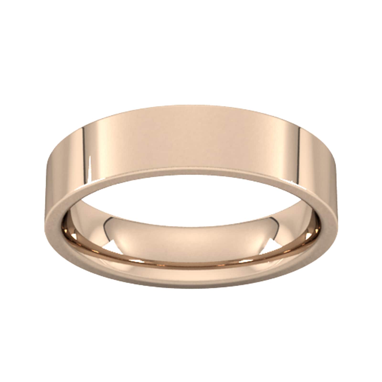 Goldsmiths 5mm Flat Court Heavy Wedding Ring In 9 Carat Rose Gold