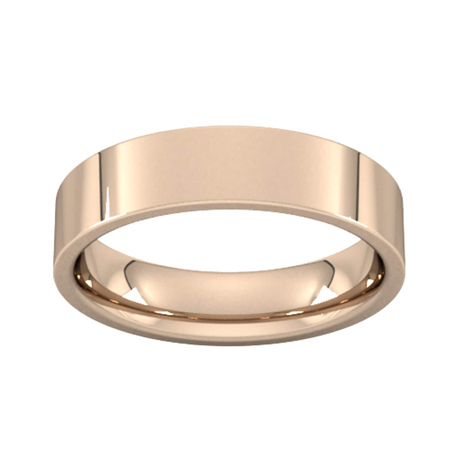 Goldsmiths 5mm Flat Court Heavy Wedding Ring In 9 Carat Rose Gold GSGM ...