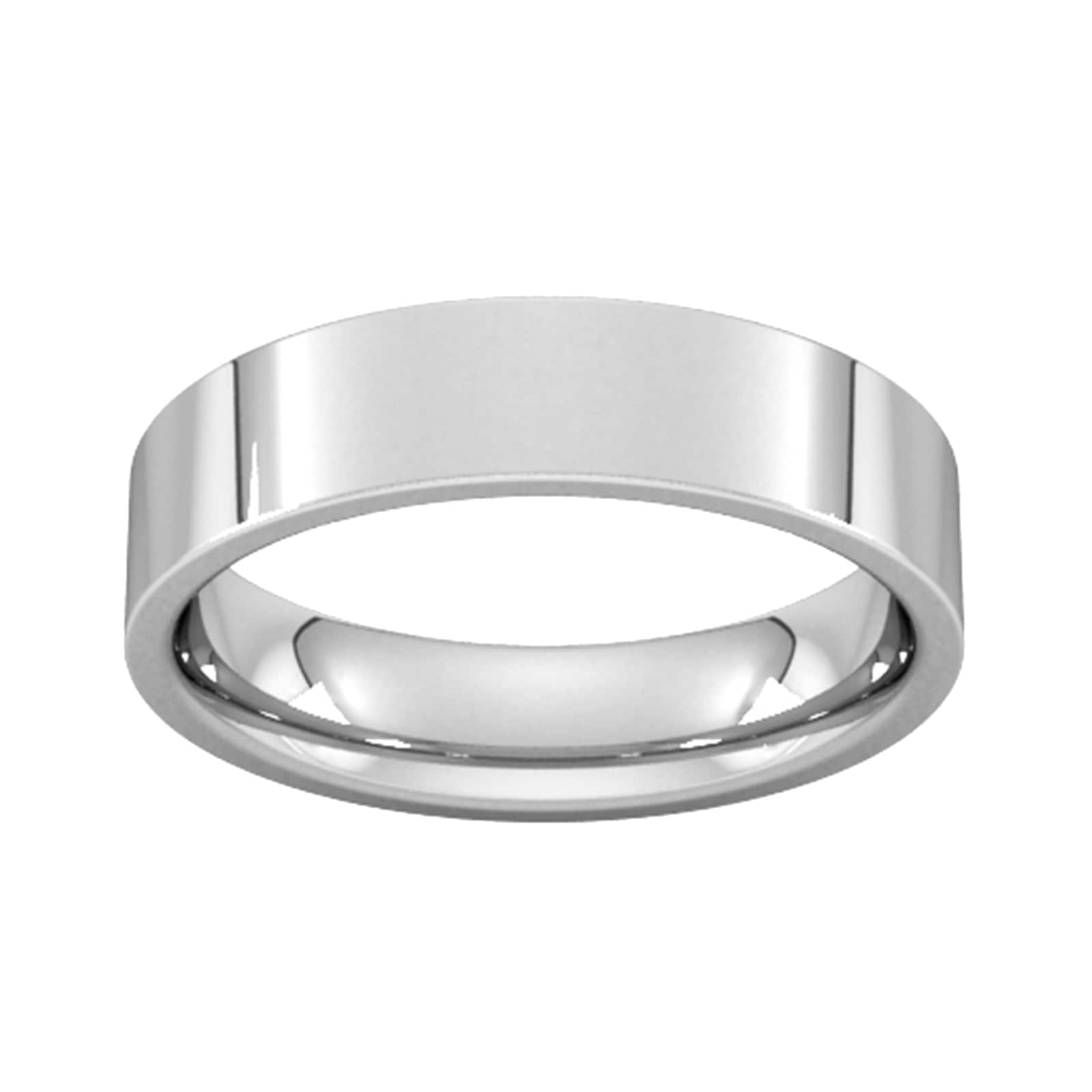 5mm Flat Court Heavy Wedding Ring In 18 Carat White Gold - Ring Size R