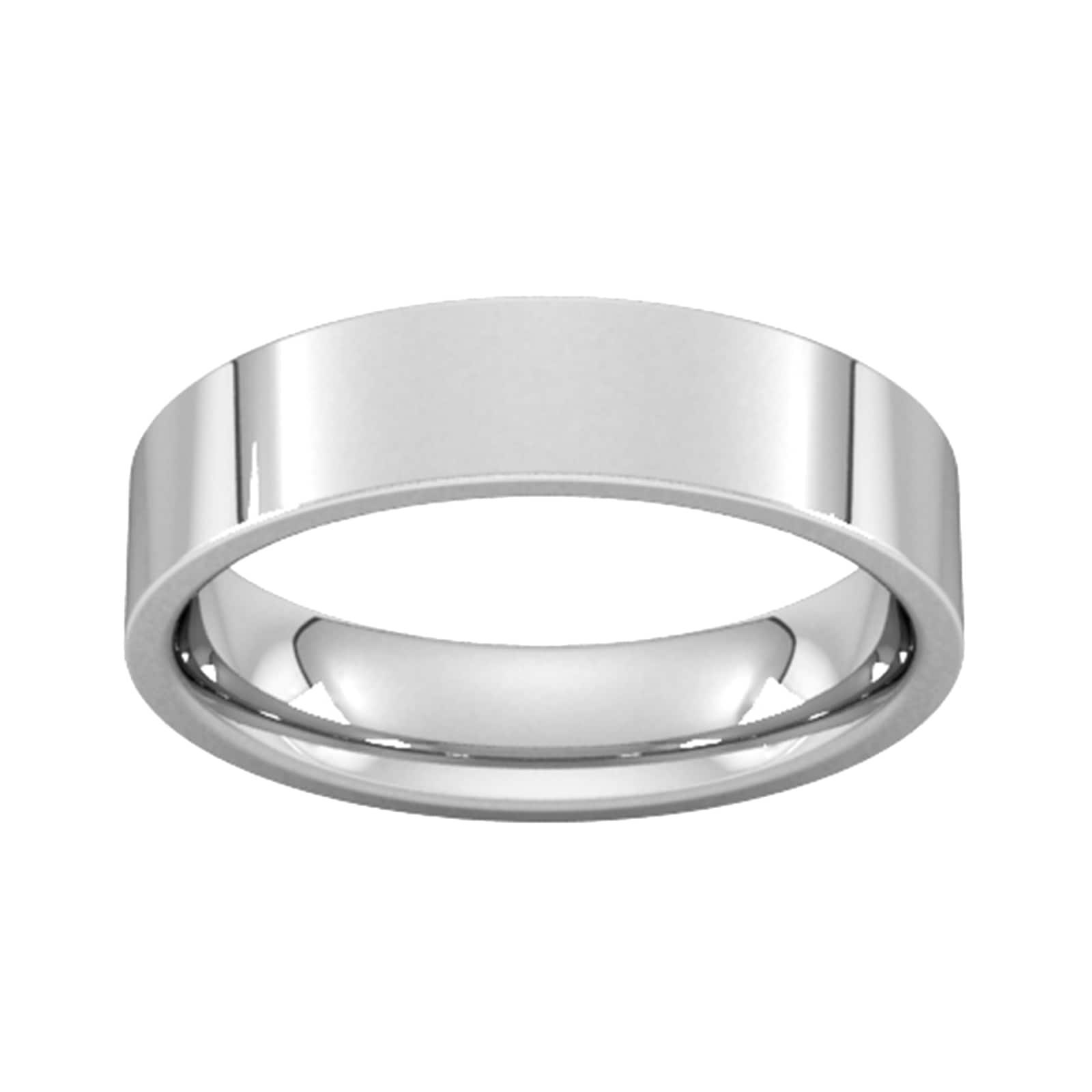 Goldsmiths 5mm Flat Court Heavy Wedding Ring In 18 Carat White Gold