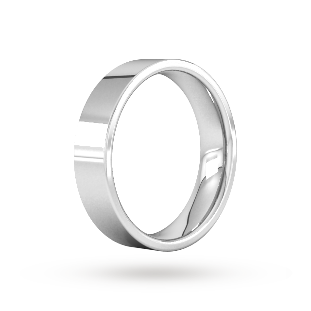Goldsmiths 5mm Flat Court Heavy Wedding Ring In 18 Carat White Gold - Ring Size M