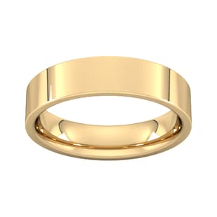 Goldsmiths 5mm Flat Court Heavy Wedding Ring In 18 Carat Yellow Gold