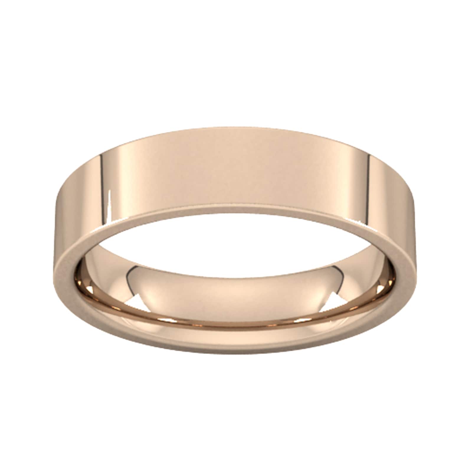 5mm Flat Court Heavy Wedding Ring In 18 Carat Rose Gold - Ring Size Z