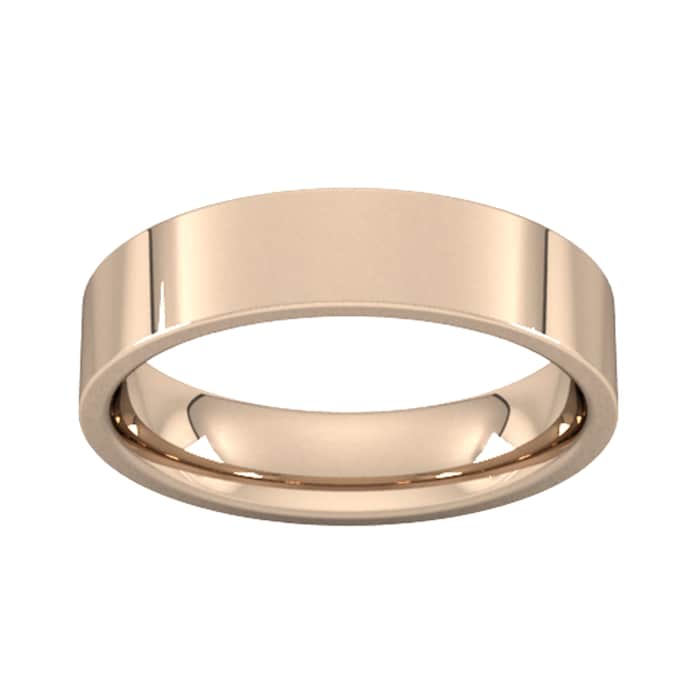 Goldsmiths 5mm Flat Court Heavy Wedding Ring In 18 Carat Rose Gold