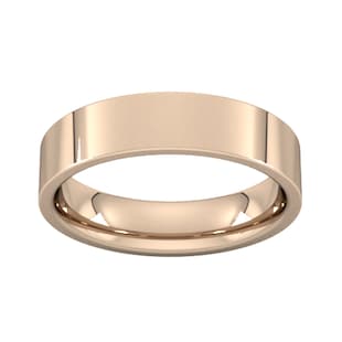 Best Luxury 
5mm Flat Court Heavy Wedding Ring In 18 Carat Rose Gold