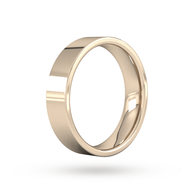 Goldsmiths 5mm Flat Court Heavy Wedding Ring In 18 Carat Rose Gold