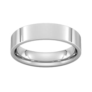 Goldsmiths 5mm Flat Court Heavy Wedding Ring In Platinum