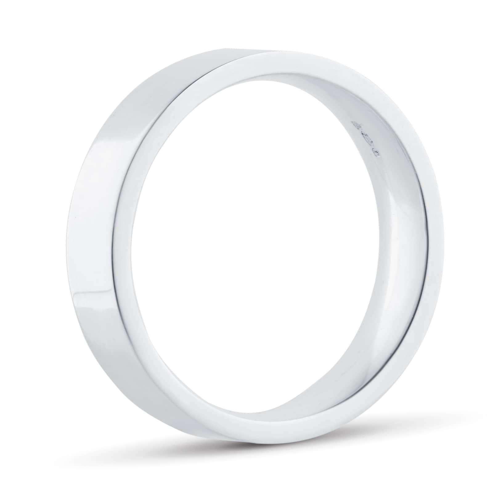 Goldsmiths 5mm Flat Court Heavy Wedding Ring In Sterling Silver