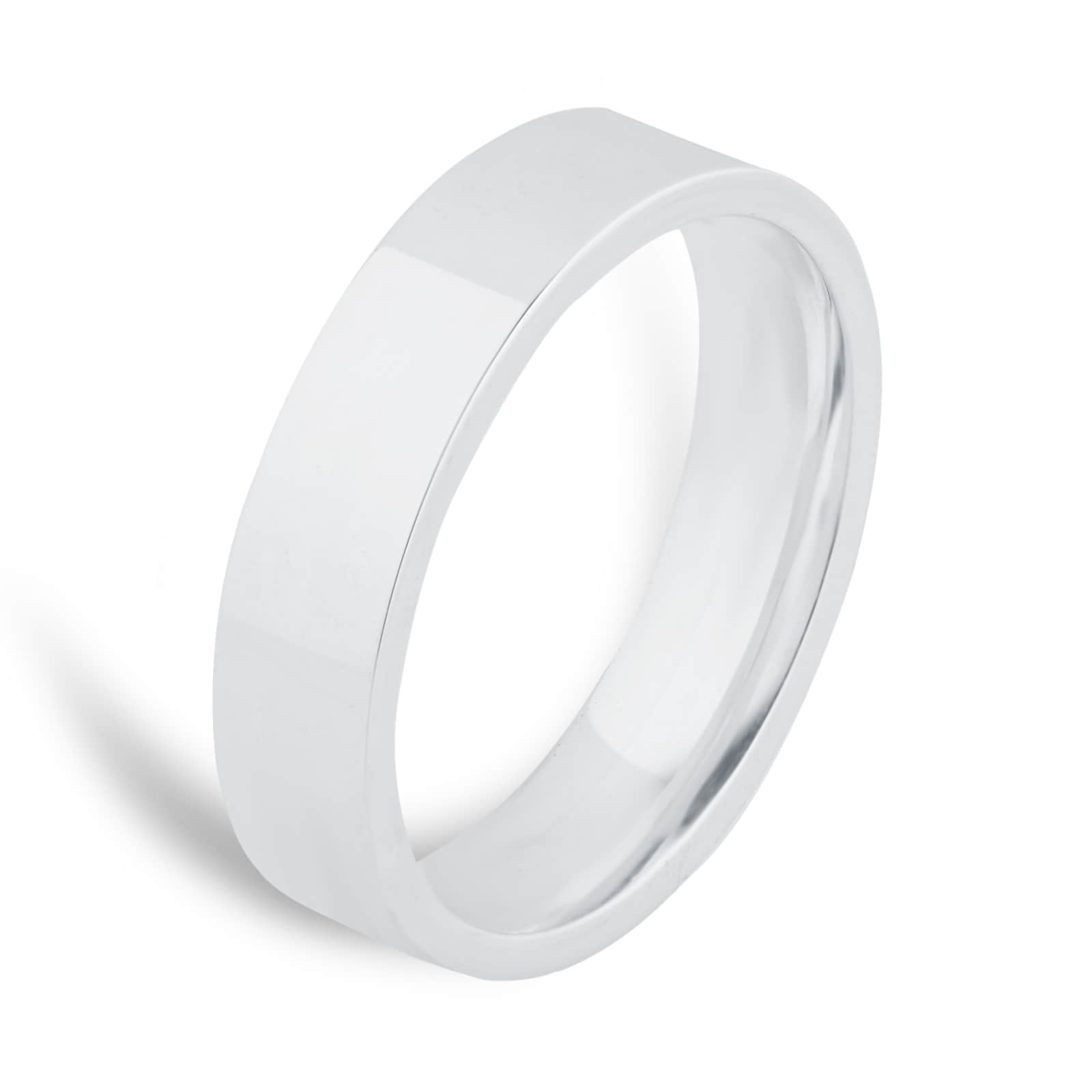 Goldsmiths 5mm Flat Court Heavy Wedding Ring In Sterling Silver Ring
