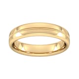Goldsmiths 5mm Flat Court Heavy Milgrain Centre Wedding Ring In 9 Carat Yellow Gold
