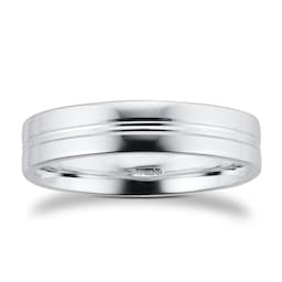 08309782 - 5mm Flat Court Heavy Grooved Polished Finish Wedding Ring In 9 Carat White Gold